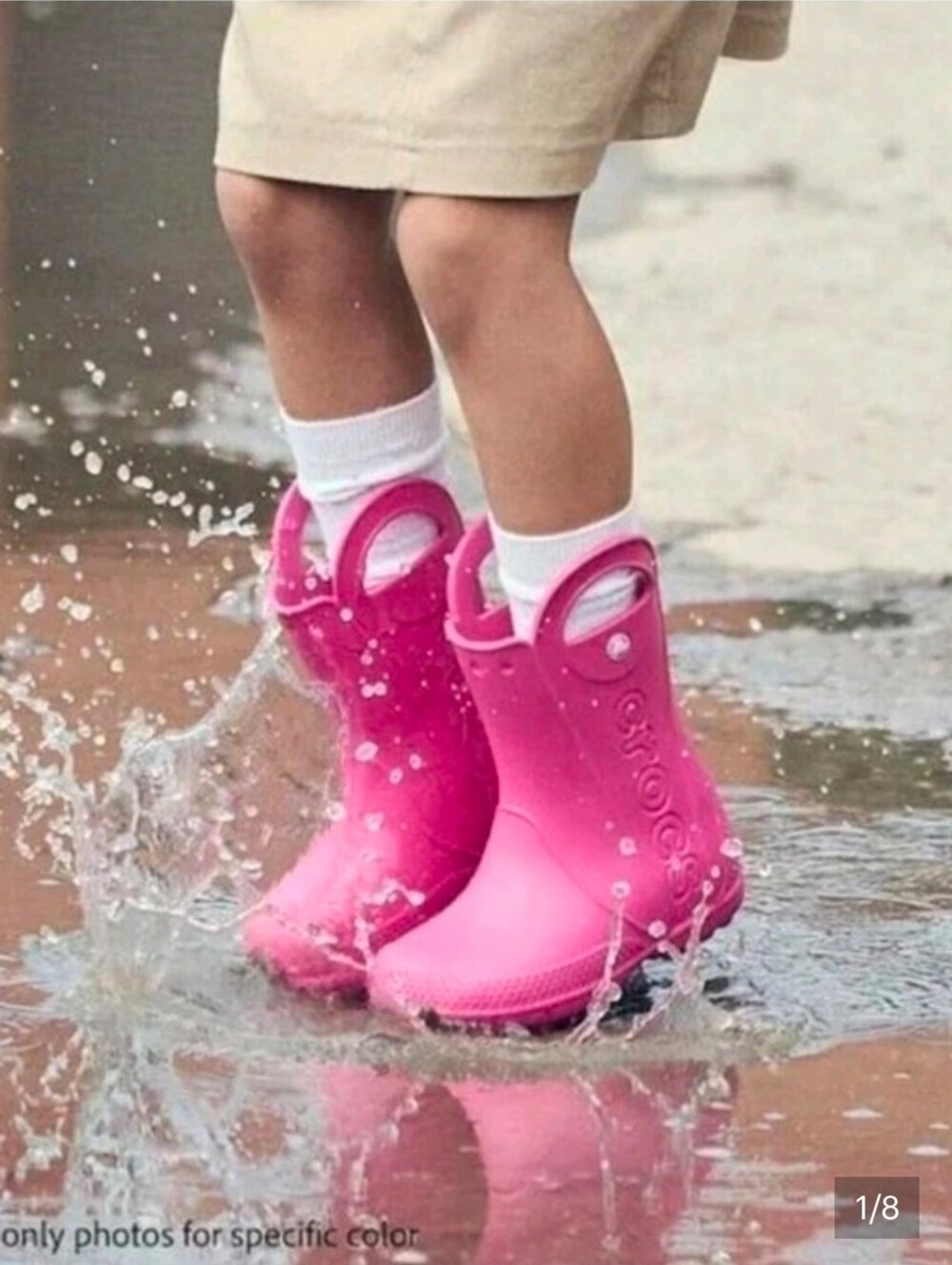 CROCS Kids' Hot Pink Waterproof Rain Boots with Pull Handles